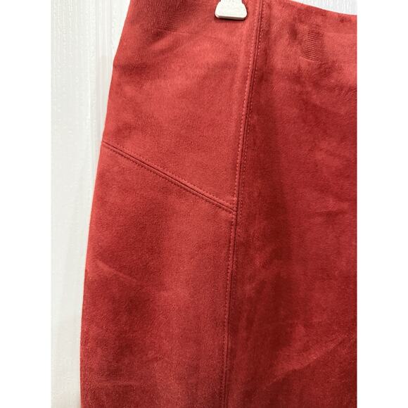 Andrew Marc New York Women’s Large Faux Suede Seamed Pencil Stretch Skirt Rust - Picture 7 of 10